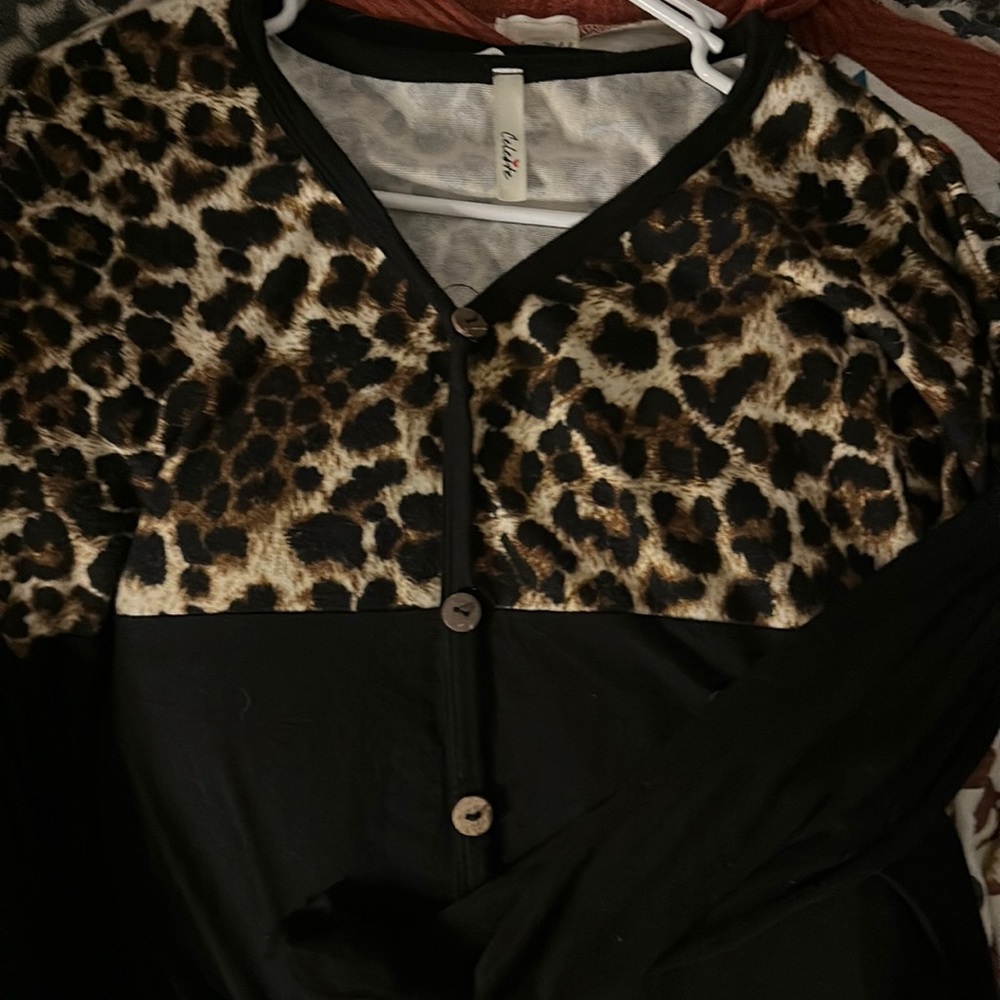 celeste black and leopard print top